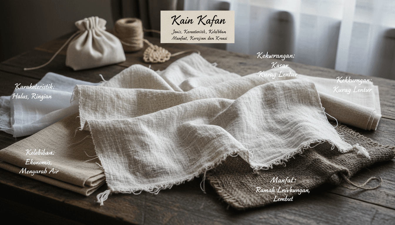 Jenis, Karakteristik, Kelebihan, Kekurangan, Manfaat, dan Fungsi Ritual dari Kain Kafan
