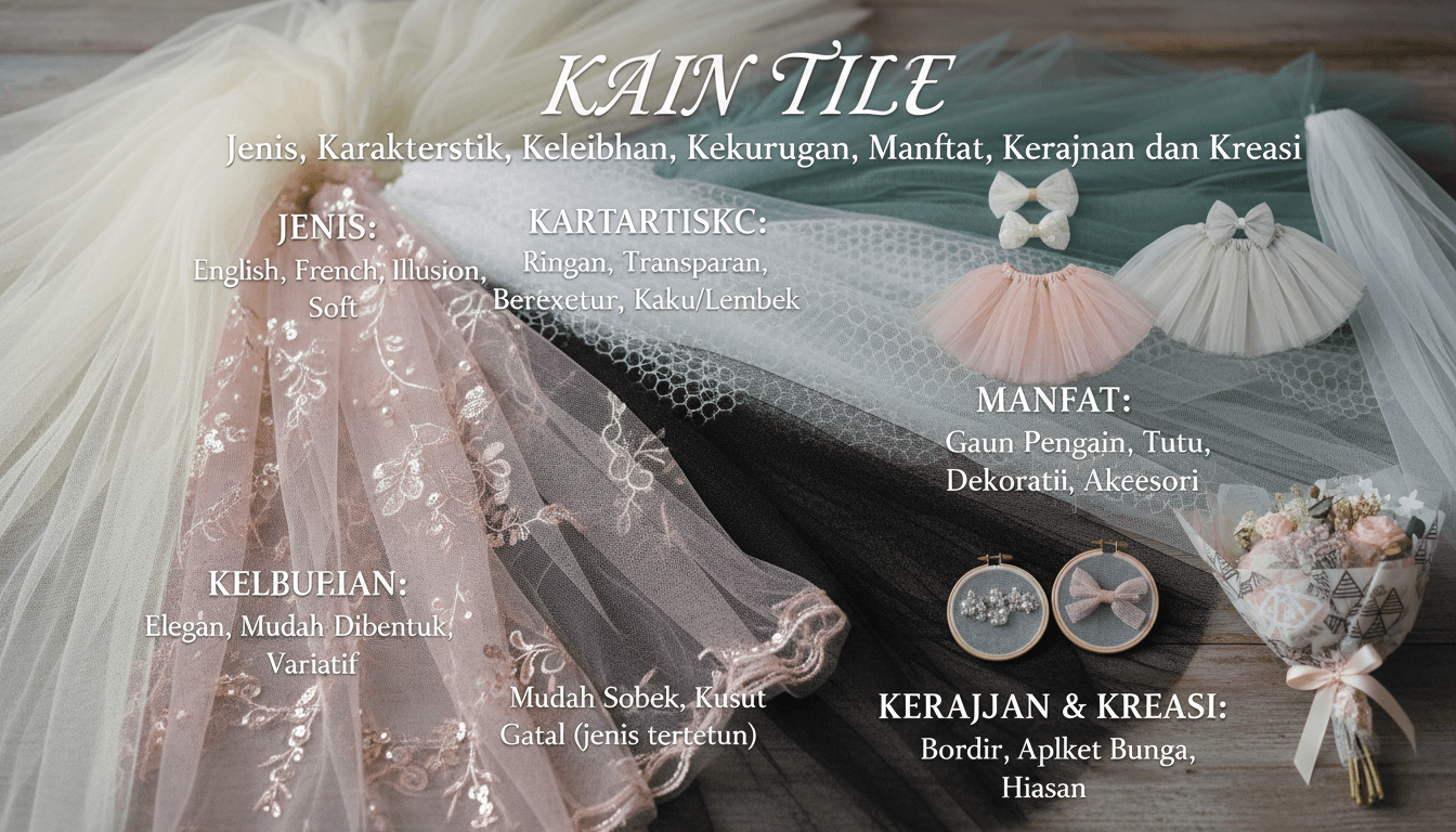 Jenis, Karakteristik, Kelebihan, Kekurangan, Manfaat, Kerajinan, dan Kreasi dari Kain Tile (Tulle)